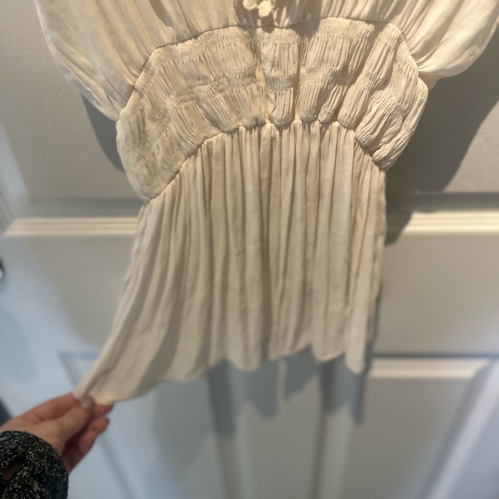 Zara Basics Size S Pleated Tunic Top Tank White/Ivory Sleeveless Greek goddess - Picture 4 of 7